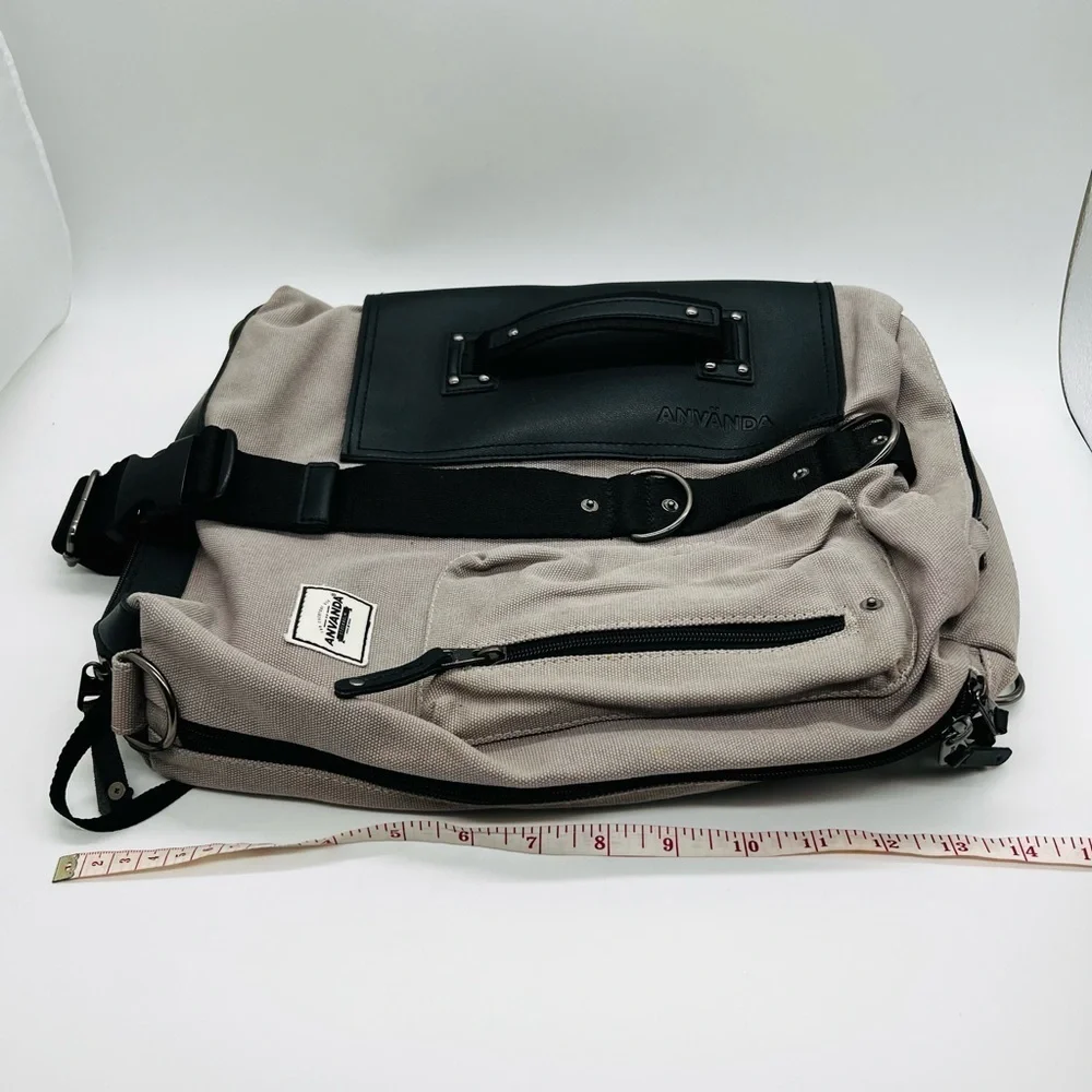 ANVANDA OF STOCKHOLM MULTI-PURPOSE CANVAS & LEATHER TRAVEL BAG NWOT